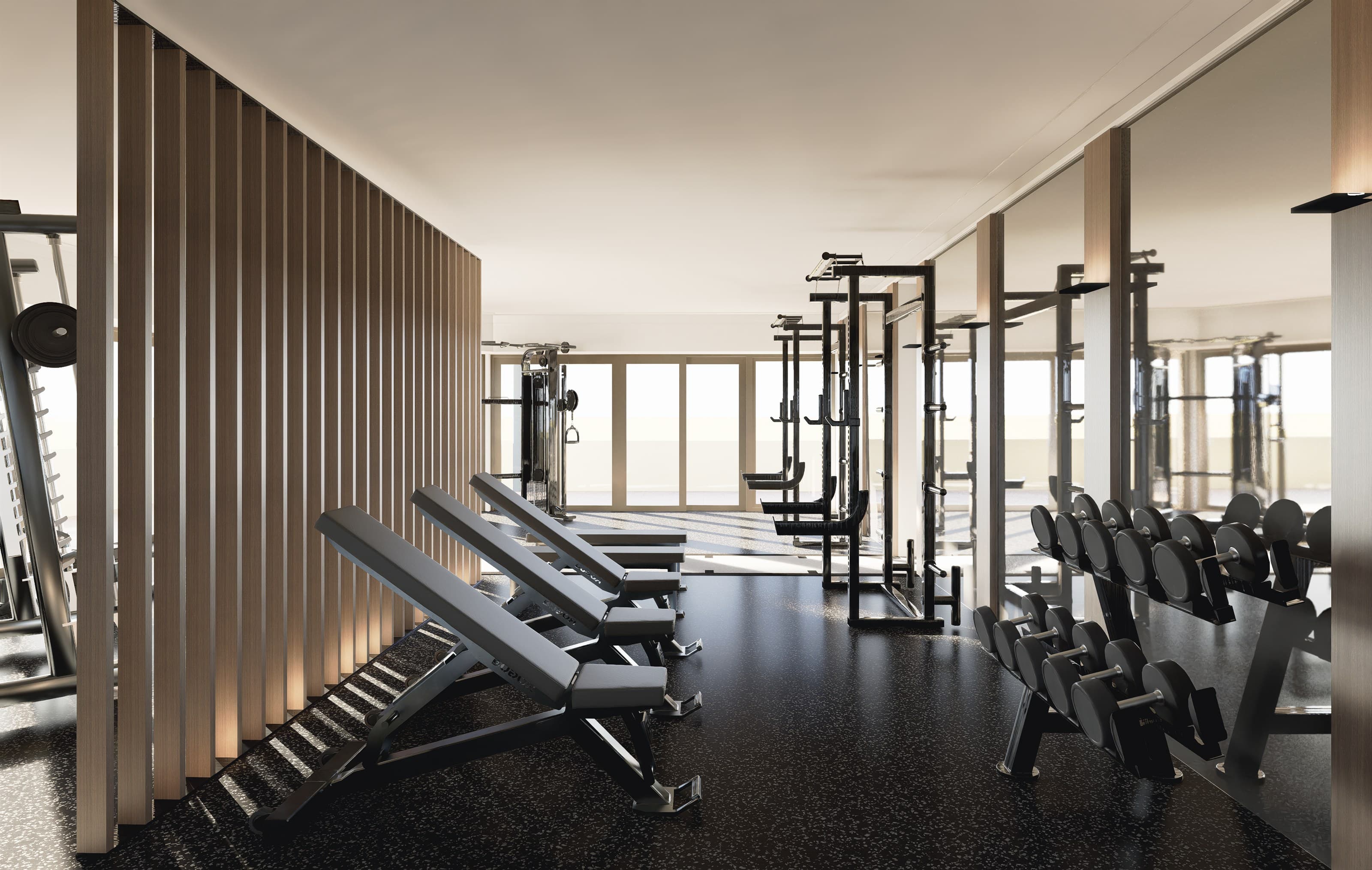 Render of the strength training floor at Adapt, North Sydney